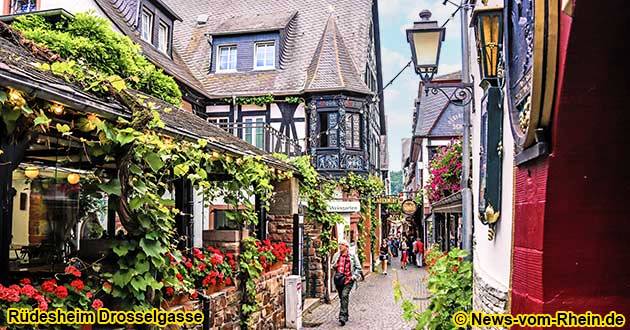 Die Drosselgasse ist eine zwei Meter breite und etwa 144 m lange Kopfsteinpflasterstrae in Rdesheim am Rhein, die jhrlich von etwa drei Millionen Menschen besucht wird.